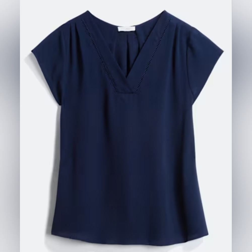 Navy V-Neck Women's Top